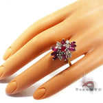 Ladies Flower Ruby Ring 9581 - Image 9
