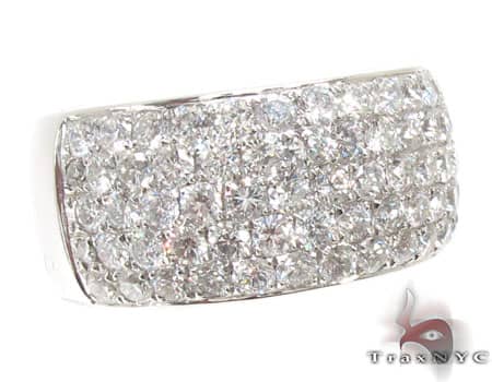 Wide pave diamond men's ring in polished white gold band