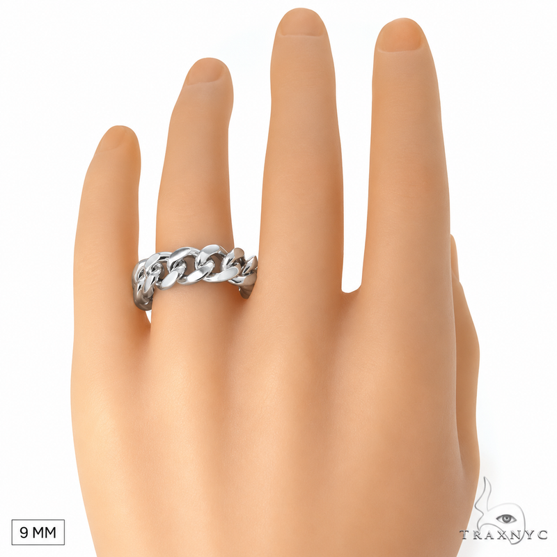 .925 Silver 9 mm Miami Cuban Link Ring  71772