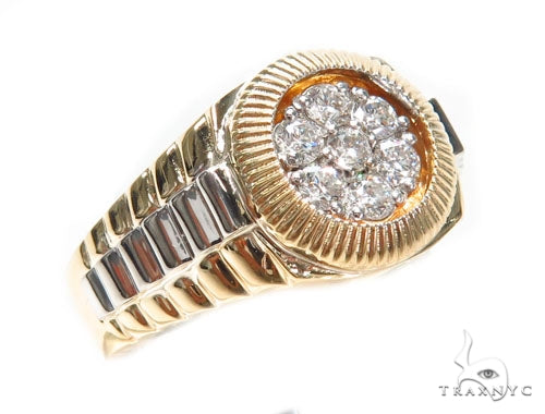Men's diamond ring in 18k yellow gold with round-cut diamonds – front face view