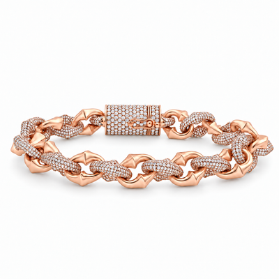 Alternate Diamond & Plain Rolo Link Bracelet 71812