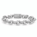 Alternate Diamond & Plain Rolo Link Bracelet 71812