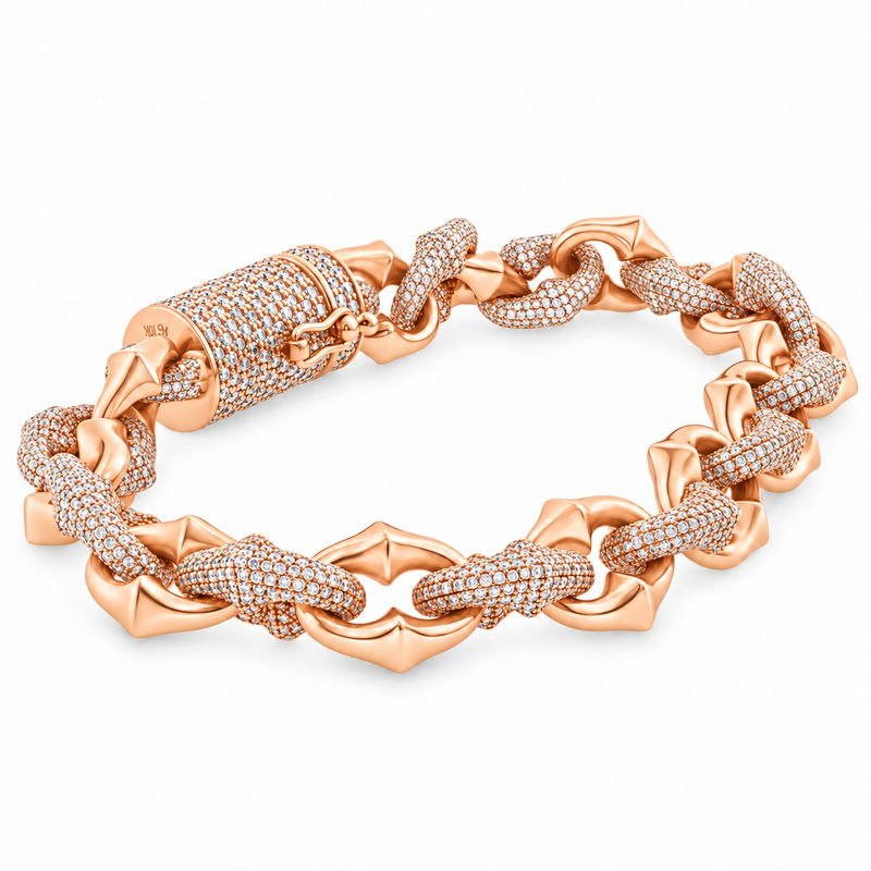 Alternate Diamond & Plain Rolo Link Bracelet 71812