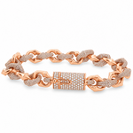 Alternate Diamond & Plain Rolo Link Bracelet 71812