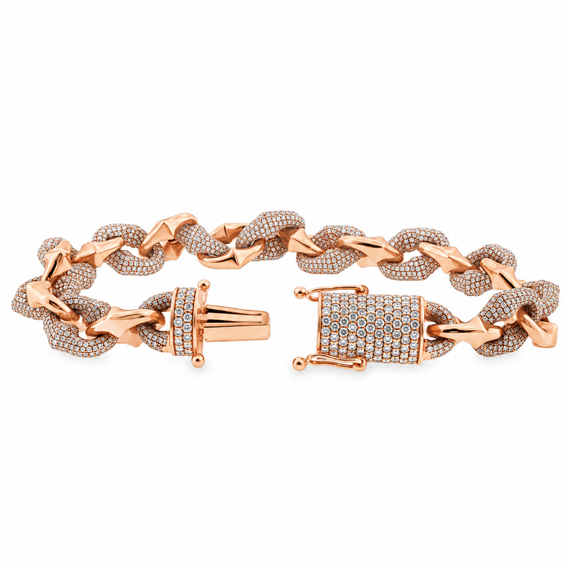 Alternate Diamond & Plain Rolo Link Bracelet 71812