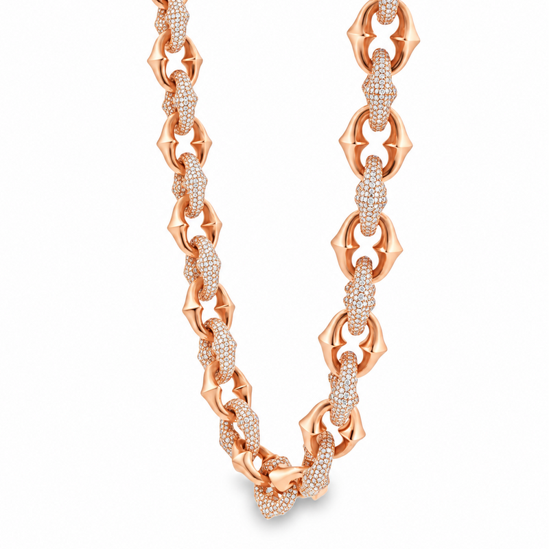Alternate Diamond & Plain Rolo Link Chain 71813