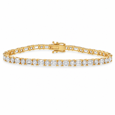 Alternating Emerald & Round Diamond Tennis Bracelet 71820