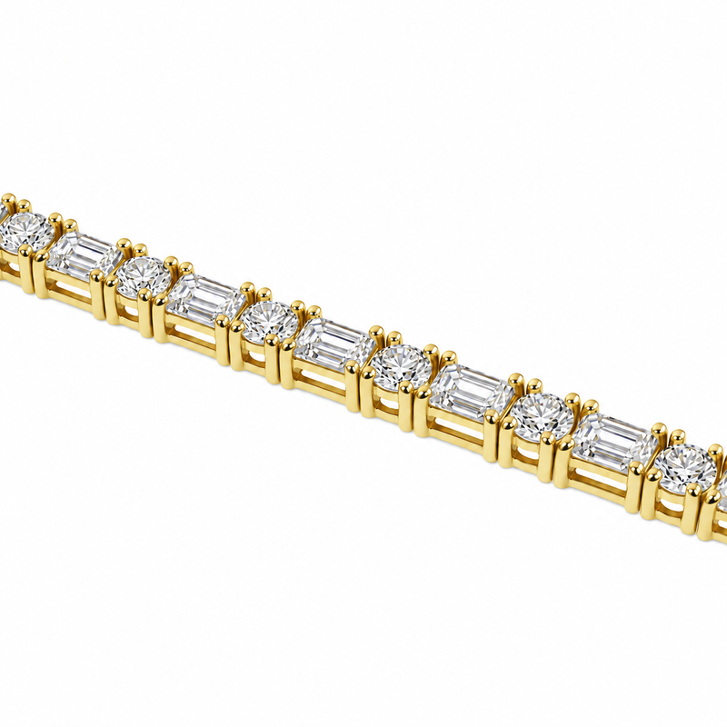 Alternating Emerald & Round Diamond Tennis Bracelet 71820