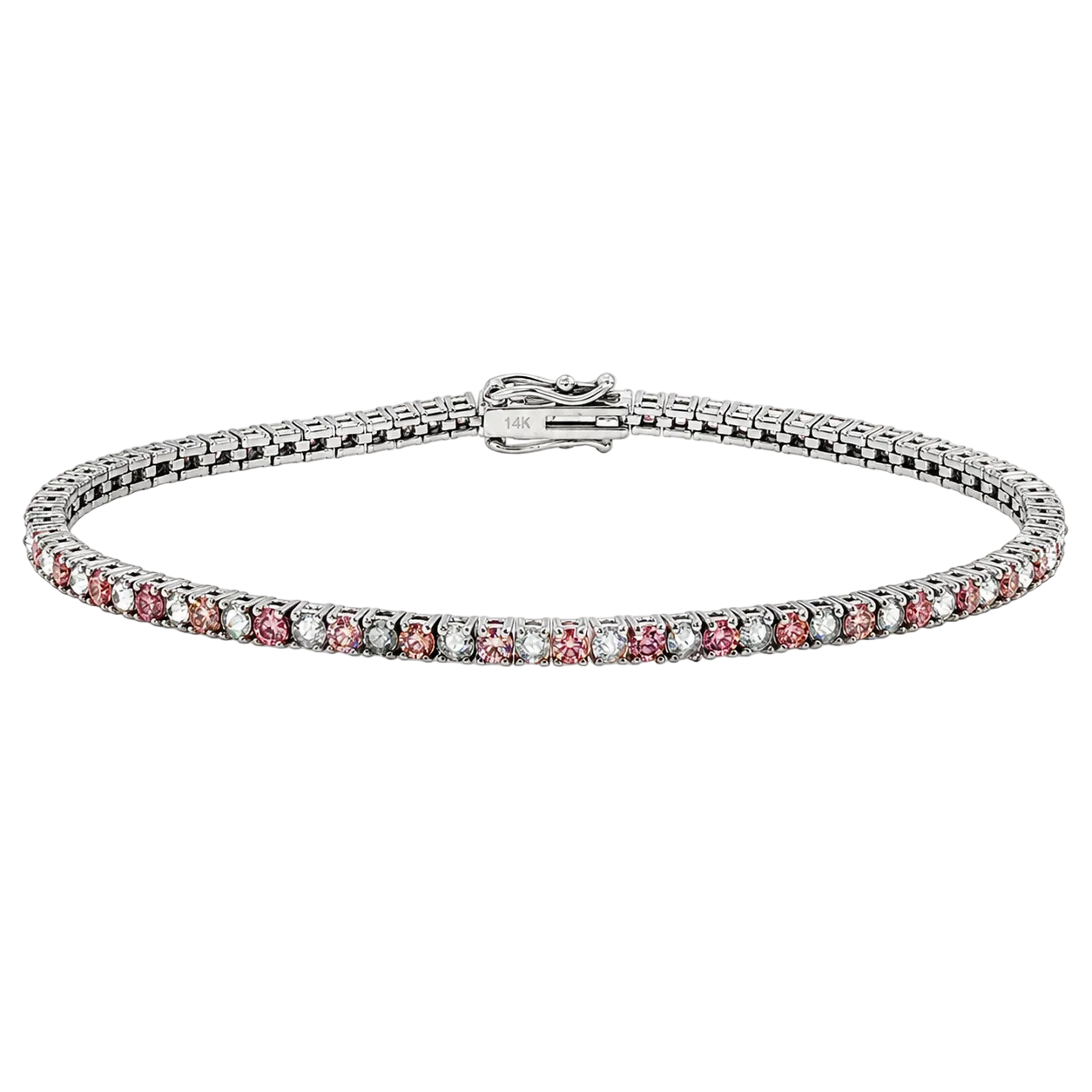 Pink & White Lab Diamond Tennis Bracelet | TraxNYC
