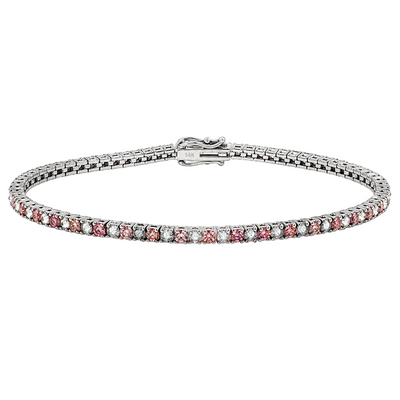 Alternating Pink Diamonds & Upside Down White Diamond Bracelet 71614