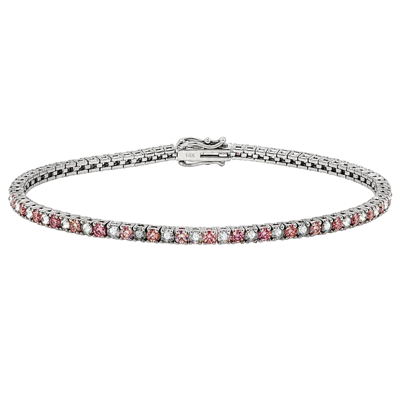 Alternating Pink Diamonds & Upside Down White Diamond Bracelet 71614