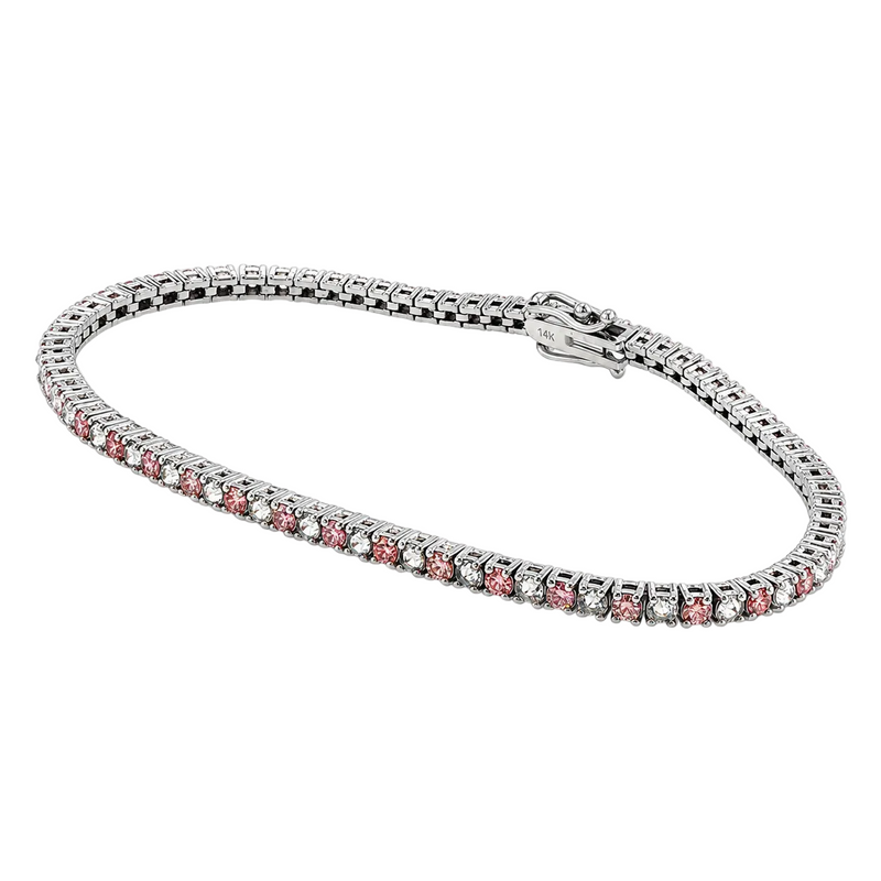 Alternating Pink Diamonds & Upside Down White Diamond Bracelet 71614