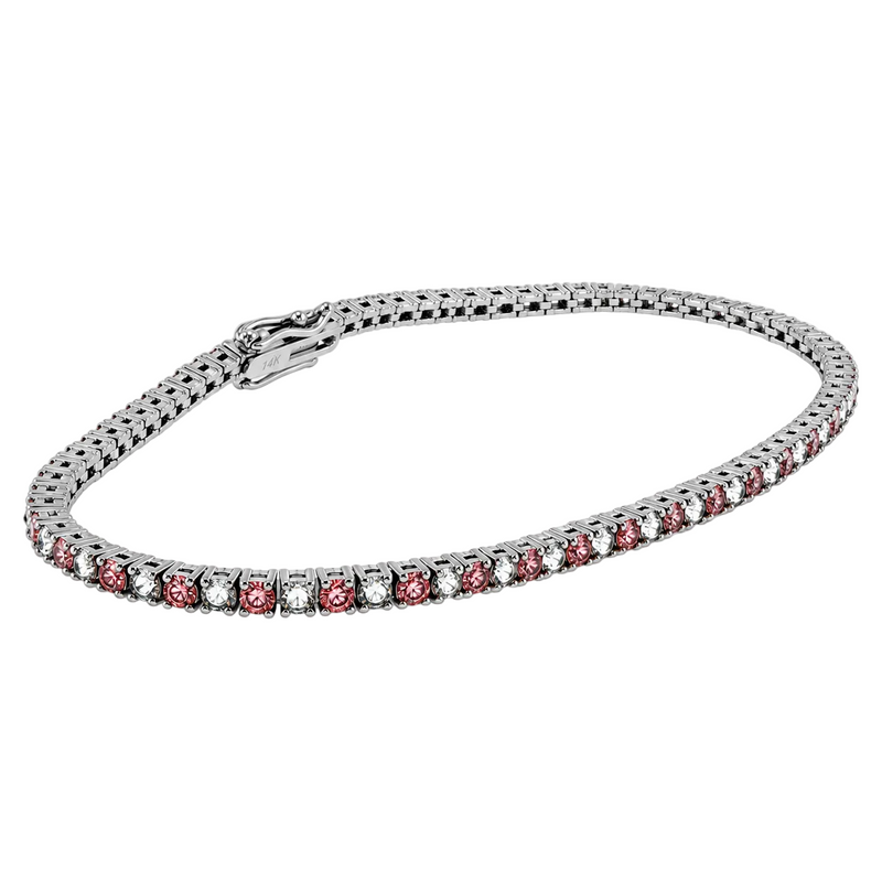 Alternating Pink Diamonds & Upside Down White Diamond Bracelet 71614