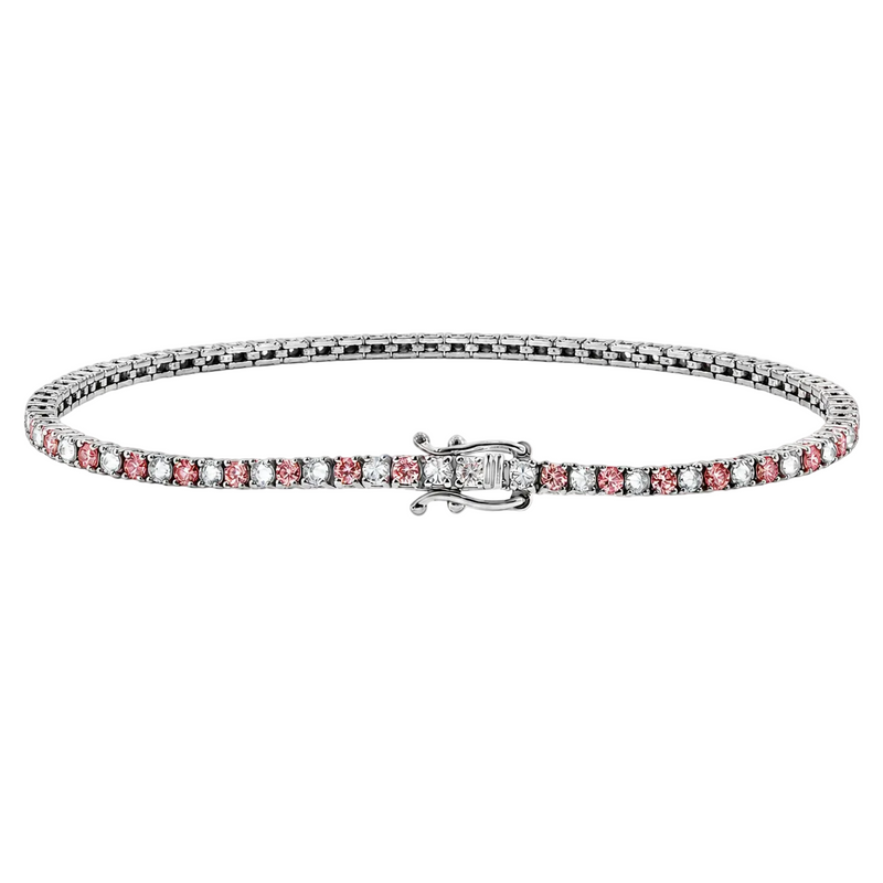 Alternating Pink Diamonds & Upside Down White Diamond Bracelet 71614