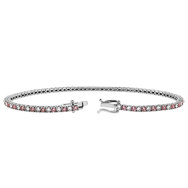 Alternating Pink Diamonds & Upside Down White Diamond Bracelet 71614