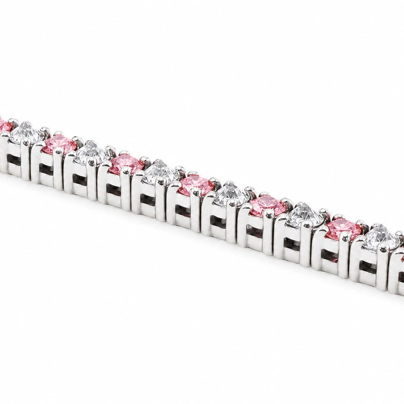 Alternating Pink Diamonds & Upside Down White Diamond Bracelet 71614