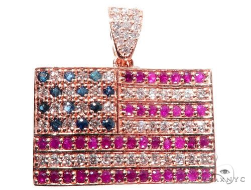 American Flag Rapper Chain American Flag Moon Cut Chain Set 64416 | TraxNYC