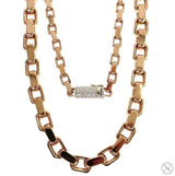 14K Solid Gold Anchor Cable Link Chain With Barrel Diamond Lock 68869