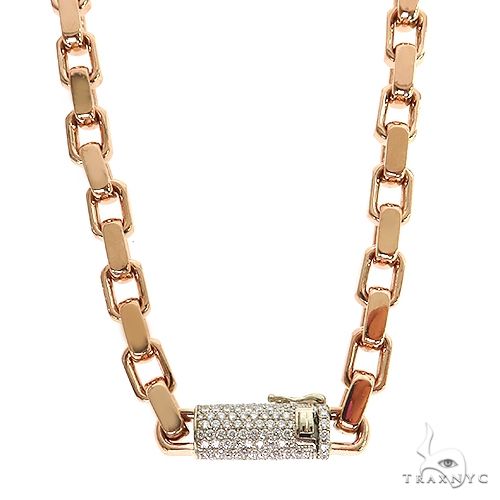 14K Solid Gold Anchor Cable Link Chain With Barrel Diamond Lock, photo 3 of 8