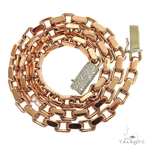 14K Solid Gold Anchor Cable Link Chain With Barrel Diamond Lock, photo 4 of 8