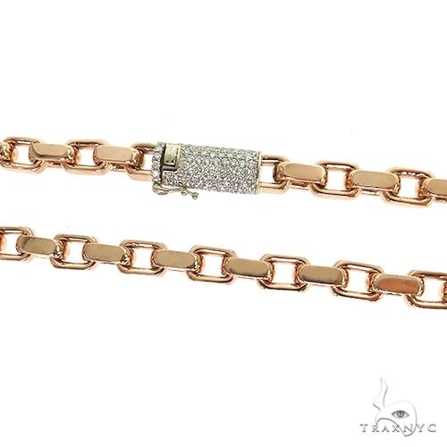 14K Solid Gold Anchor Cable Link Chain With Barrel Diamond Lock, photo 5 of 8