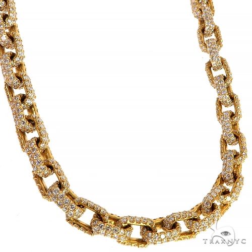 Yellow gold anchor diamond chain with iced links for men, bold and sparkling design