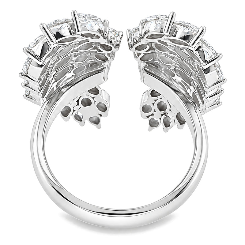 10K white gold lab-grown diamond angel wing ring, view through the open band