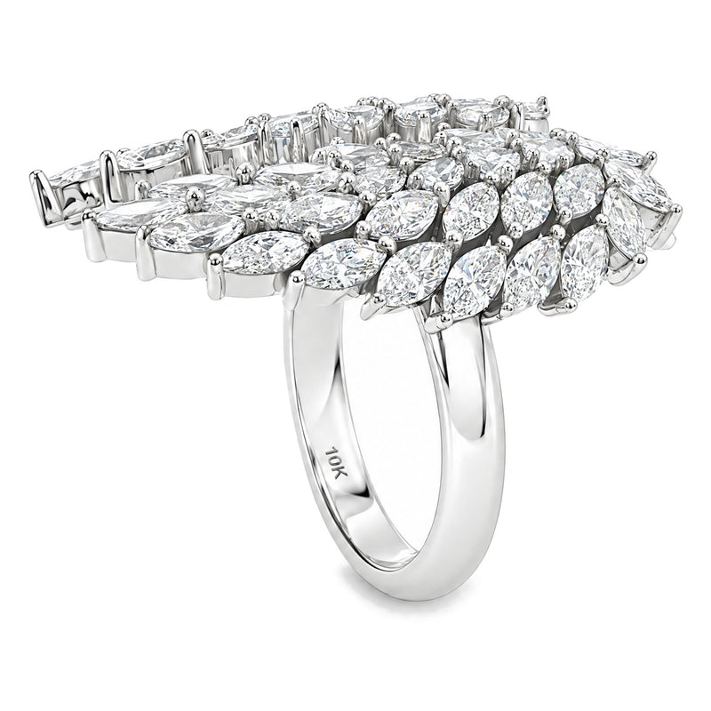 10K white gold lab-grown diamond angel wing ring, side profile