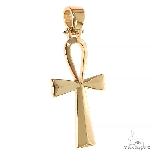 Yellow gold Ankh cross pendant with smooth polished finish and sleek Egyptian design
