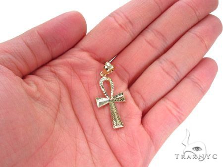 10k Gold Ankh Pendant and Hollow Cuban Chain Set, photo 11 of 14