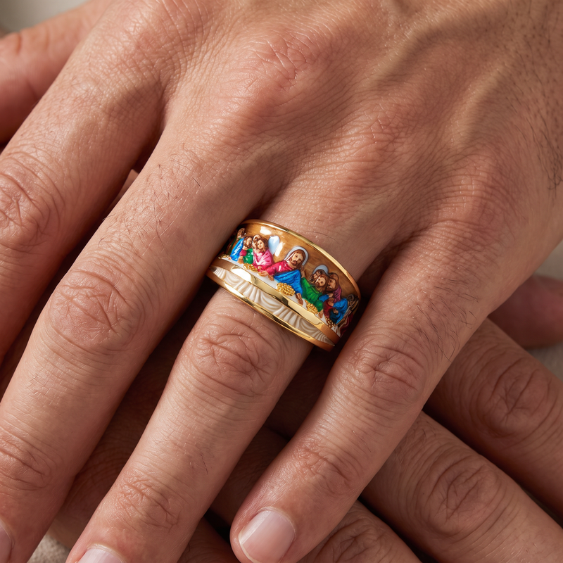 Apostles Last Supper Enamel Ring, view 9