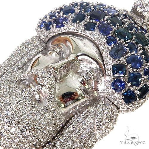 Living Water Jesus Sapphire Crown Diamond Pendant 67492 - Image 4