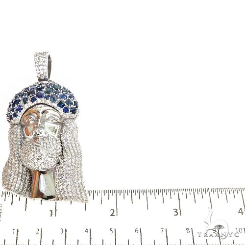 Living Water Jesus Sapphire Crown Diamond Pendant 67492 - Image 6