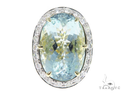 Aquamarine Diamond Ring 45105 - Image 2
