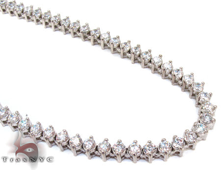 Polished 14K white gold diamond chain, 32 in, 4 mm links