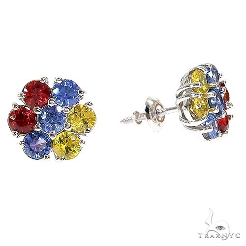 Armenia Sapphire Flower Earrings 67139 - Image 2