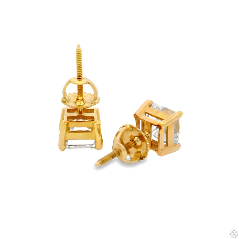 14K Gold Asscher-Cut Diamond Studs 2.80 Ctw (Lab), photo 3 of 5