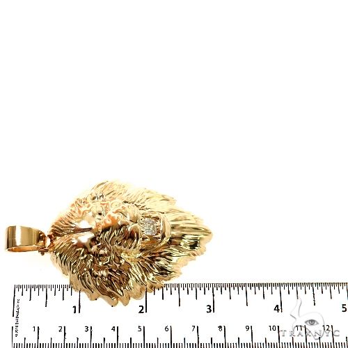 14K Gold Asscher Cut Lab-Grown Diamond Lion Head Pendant, photo 7 of 8