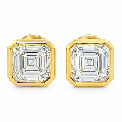 Asscher Bezel Studs Earrings 71625