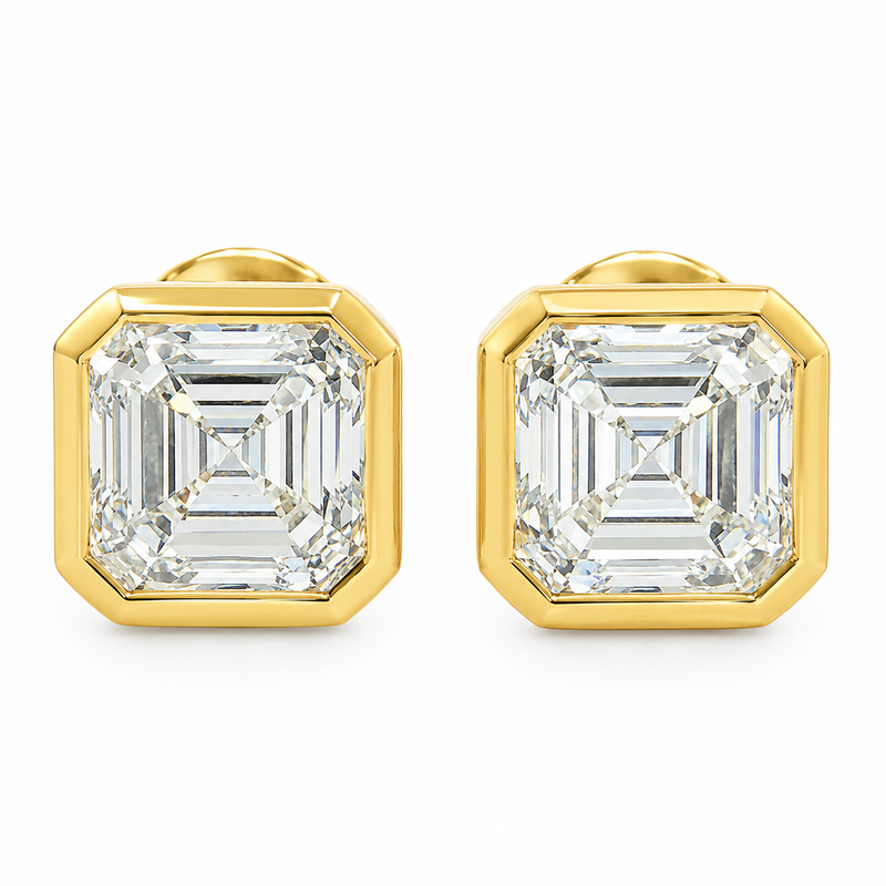 Asscher Bezel Studs Earrings 71625