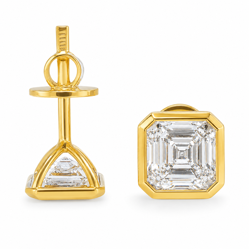 Asscher Bezel Studs Earrings 71625