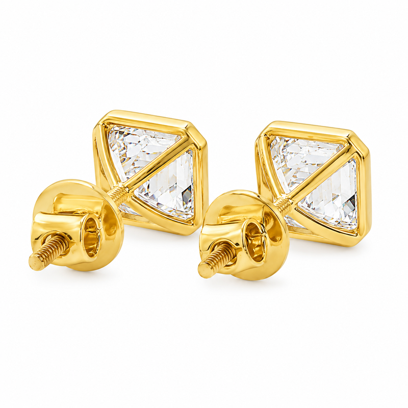 Asscher Bezel Studs Earrings 71625