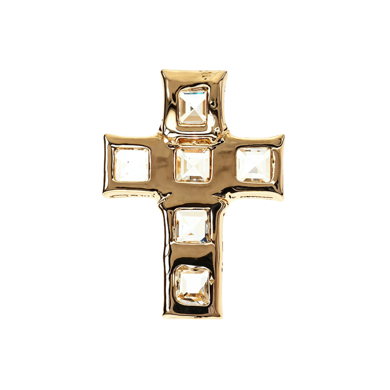 14K Gold Asscher Cut Lab-Grown Diamond Cross Pendant, photo 4 of 7