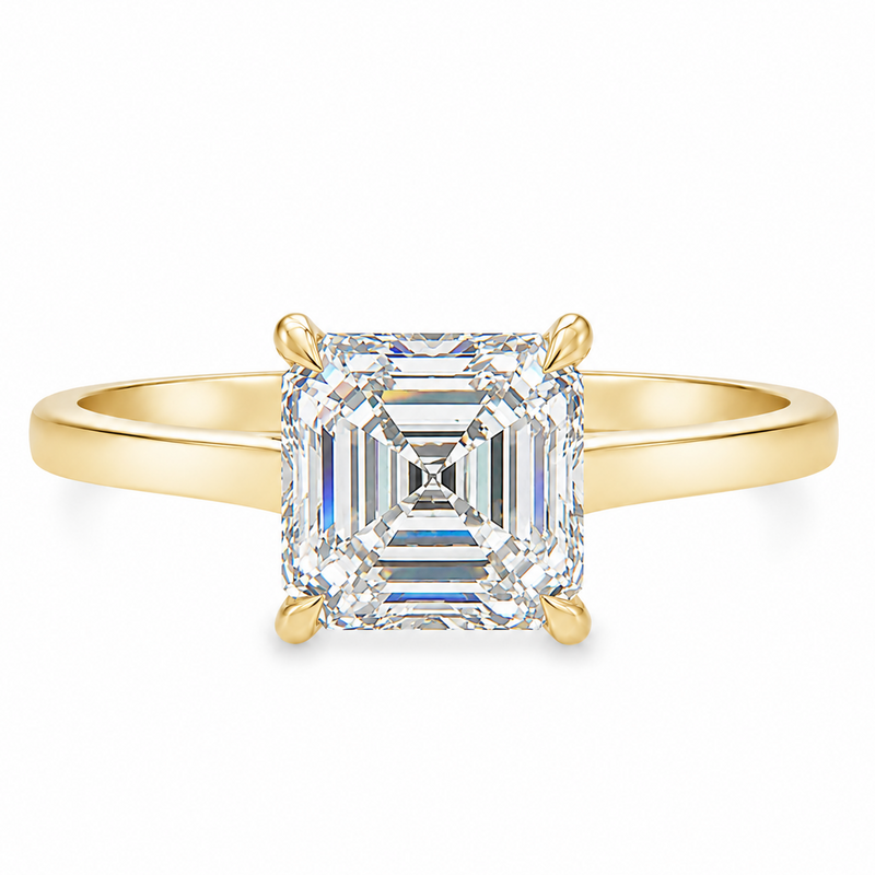 Asscher Diamond Solitaire Engagement Ring 71593