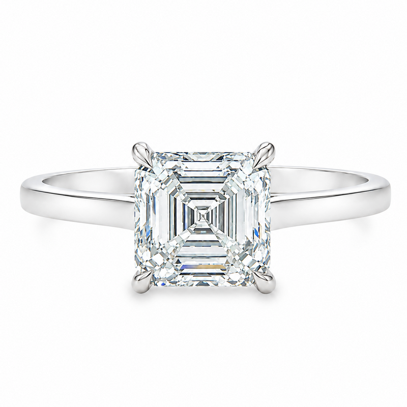 Asscher Diamond Solitaire Engagement Ring 71593