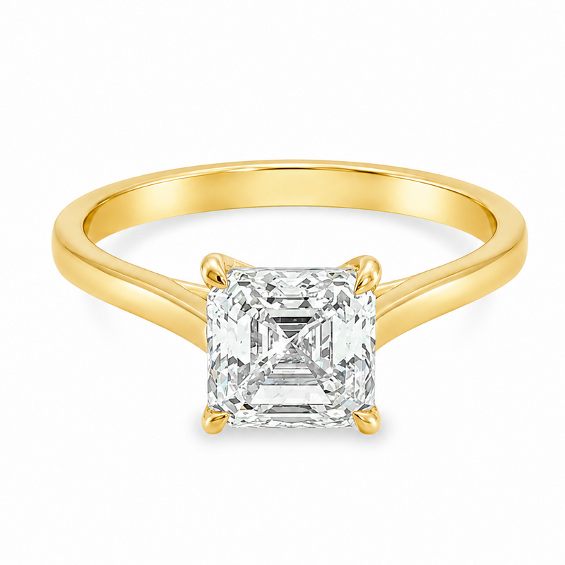 Asscher Diamond Solitaire Engagement Ring 71593