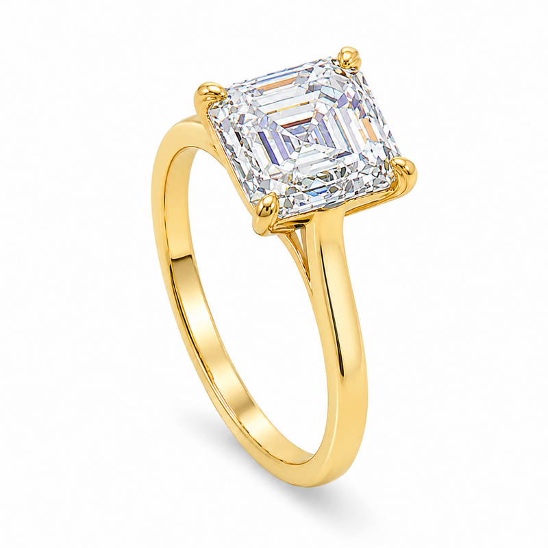 Asscher Diamond Solitaire Engagement Ring 71593