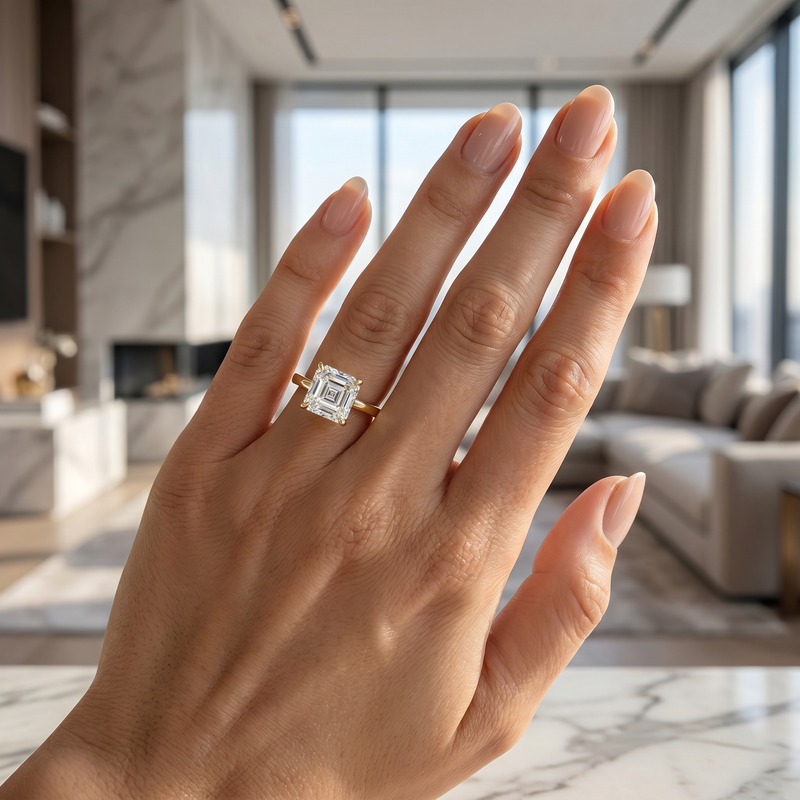 Asscher Diamond Solitaire Engagement Ring 71593