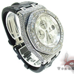 Audemars Piguet Royal Oak men's watch with diamond bezel and silver chronograph dial.