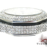 Audemars Piguet Royal Oak men's watch with diamond bezel and silver chronograph dial.